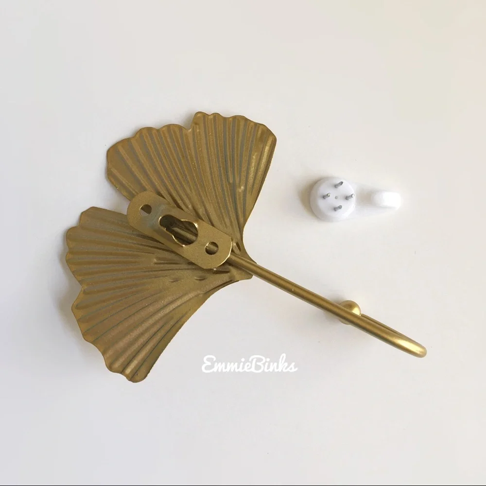 Set of TWO New 1 Piece Gingko Leaf Wall Hook | Home Decor Wall Accent Hooks
